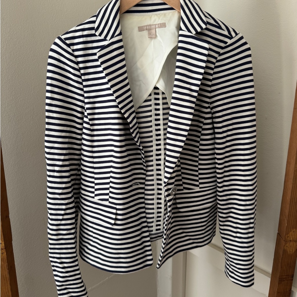 Banana Republic Navy and White Striped Blazer